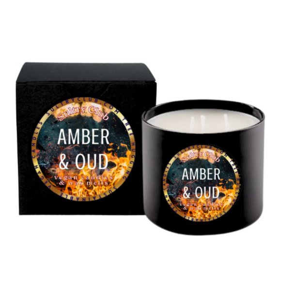 Amber & Oud 3 Wick Vegan Candle - Picture 2 of 3